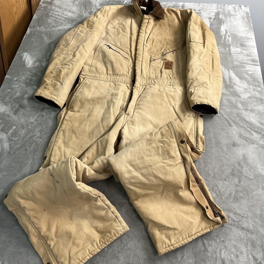 Vintage Walls Coveralls Mens 44 Regular Beige Canvas Insulated Workwear USA 90s